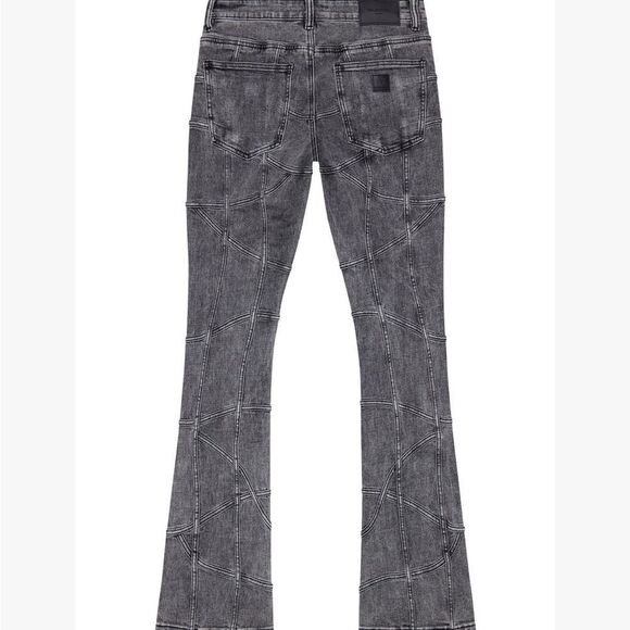 VALABASAS “STREAK" GREY WASH STACKED FLARE JEAN size 34 NWT in packaging - Picture 4 of 7